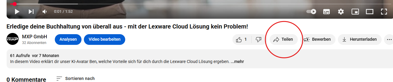 YouTube Teilen