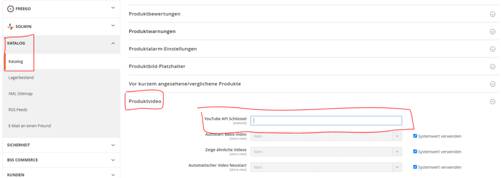 Katalog-Produktvideo-API-Schlüssel