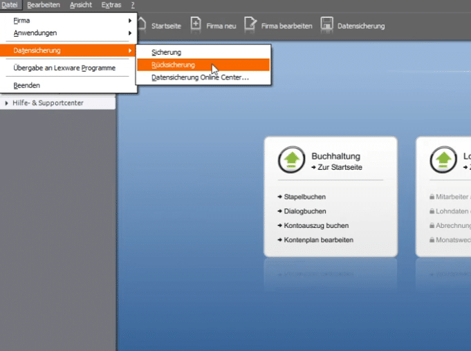 Lexware einfache Datensicherung