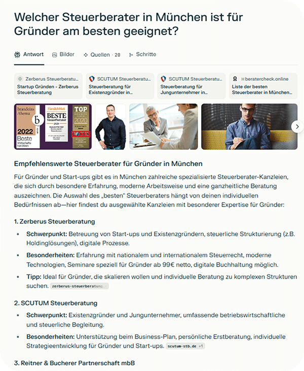 Suchergebnisse in der KI-Suche